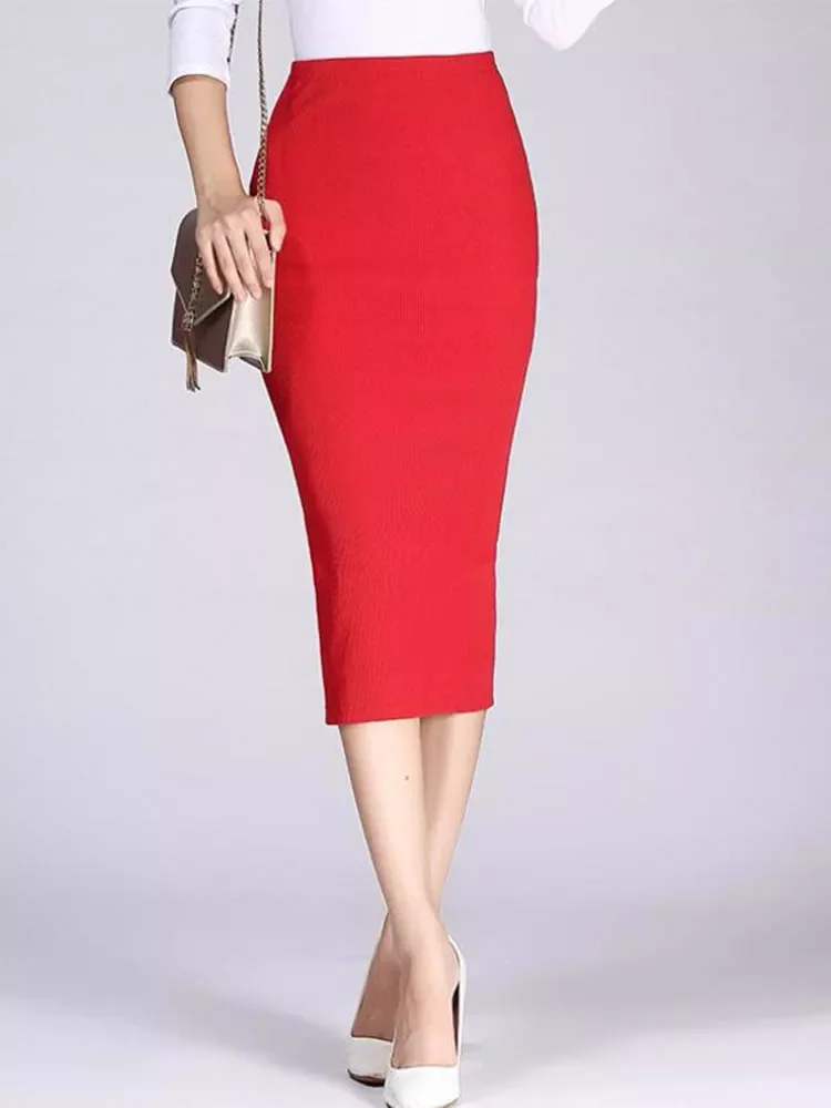 New in Winter Bodycon Skirt Women Stretchable Split Skirt Mid Calf Slim Pencil Skirts For Women Female Knit Skirt jackets    gol