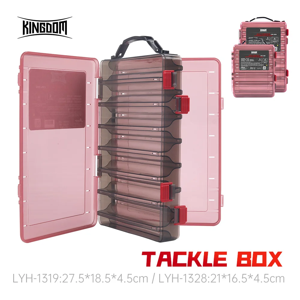 

Kingdom Fishing Lure Tackle Boxes 12 16 Compartments Plastic Fishing Accessories Storage Case Double Sided High Strength Boxes