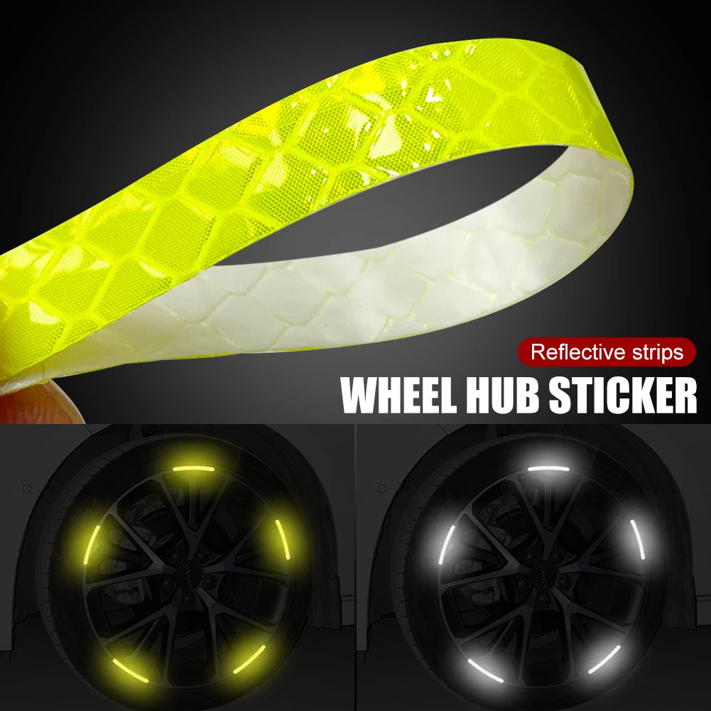 

Car Wheel Rim Sticker Universal Reflective Car Wheel Hub Sticker Strips Warning Tape Night Driving for Cars Motorcycles Bicycles