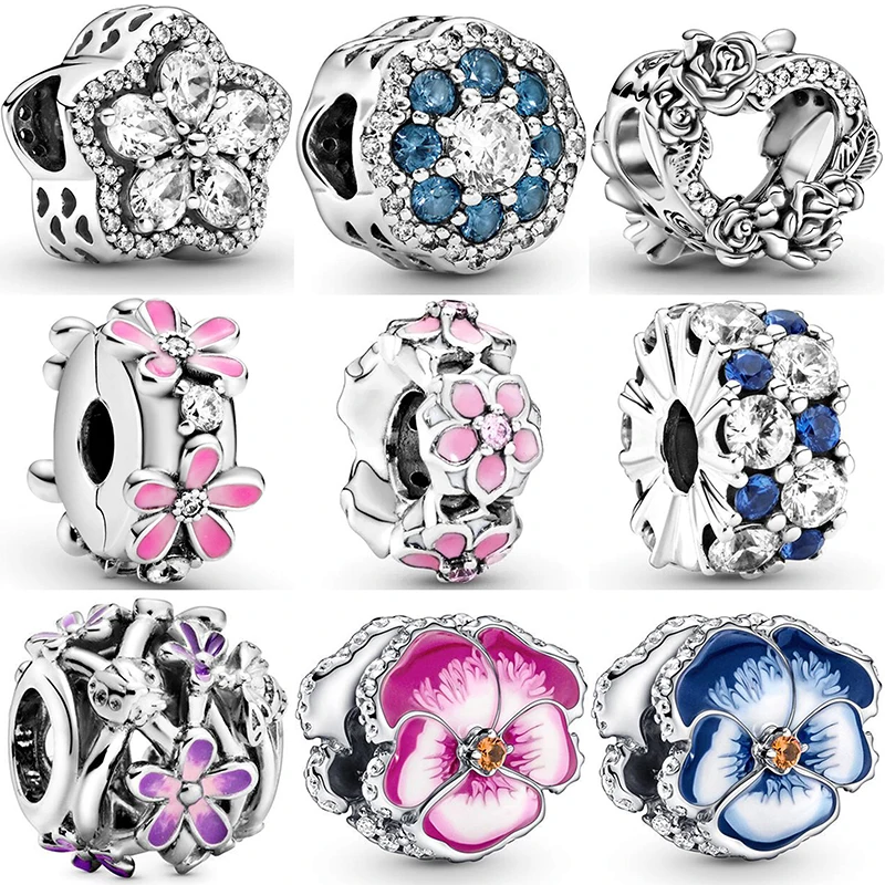 

DIY Pendants Beads For Jewelry Making Wrist Band Pandola Charms Bracelet For Women Accessories Pentagram Flower Rose