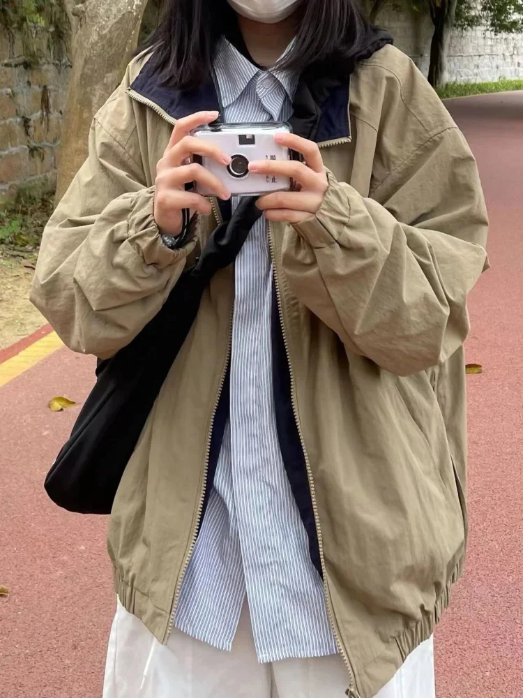 

Хаки, непродуваемая куртка My Old Days, глубокий город, верхняя поп, уличная одежда в стиле хип-хоп, Корейская женщина