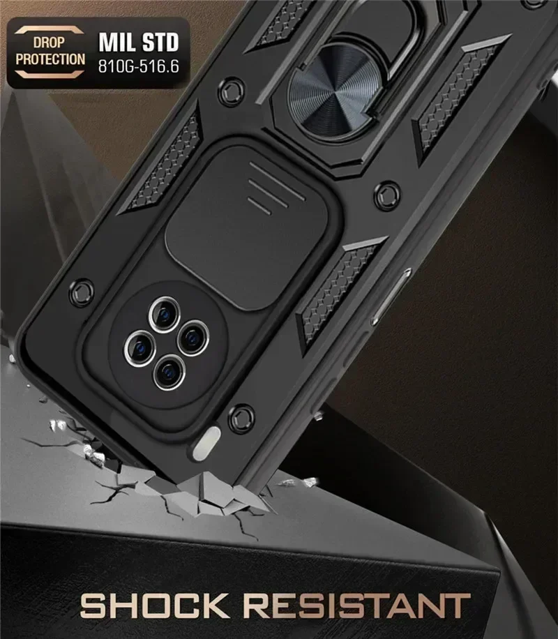 For Huawei Y9A Case Shockproof Armor Finger Holder Magnetic Metal Ring Cases Y9a 2020 FRL-22 FRL-23 Y 9A Y9 A Cover