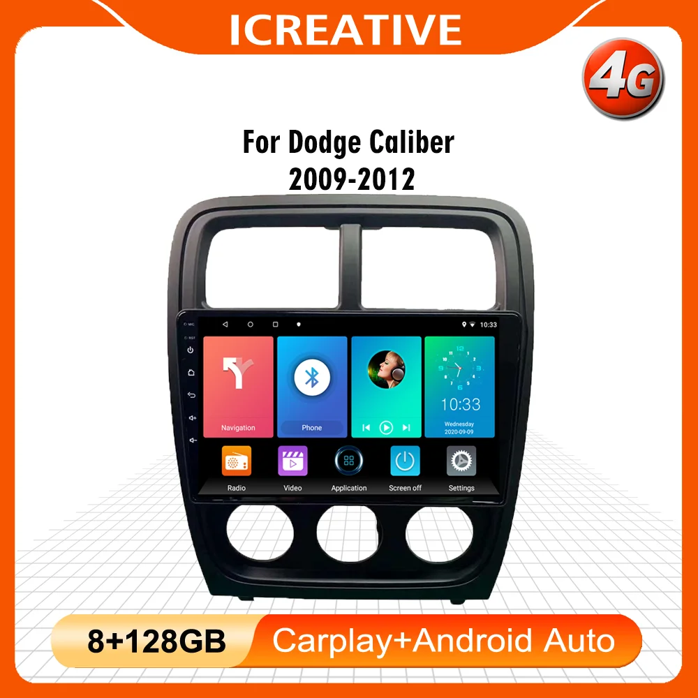 

For Dodge Caliber 2009-2012 Head Unit Aftermarket 2 Din 9" Android 4G Carplay Car Multimedia Audio FM GPS Navigation Player