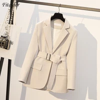 2022 spring and autumn new office ladies suit jacket women one button pure color commuter elegant fashion jacket belt belt
