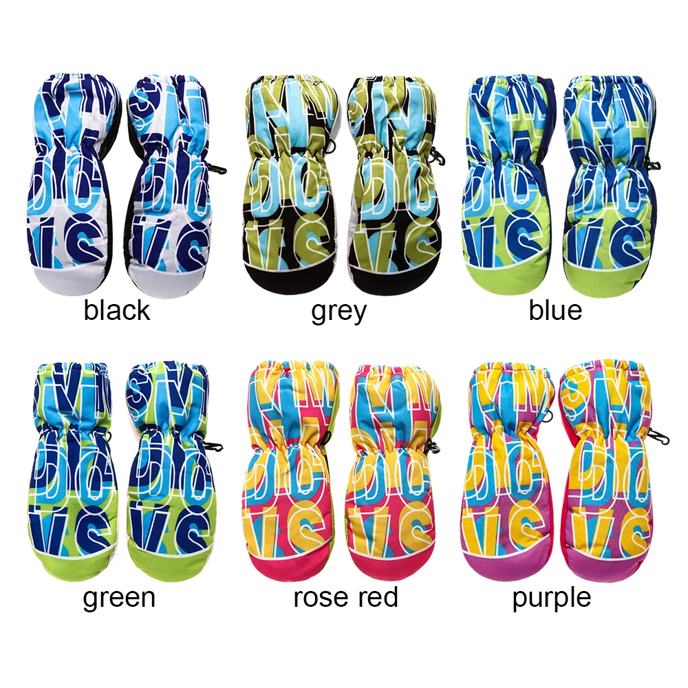 1Pair Cartoon For 5-7 Years Old Kids Ski Gloves Windproof Waterproof Non-slip Sports Mittens Thick Warm Fashion Winter Must - купить по
