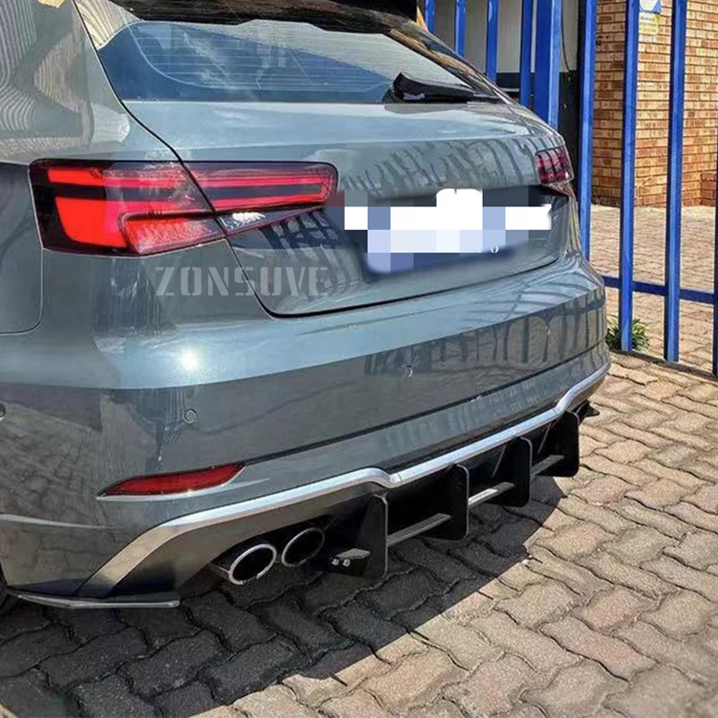 

Для Audi S3 8V Sportback Hatchback 2017 2018 2019 2020 задний бампер диффузор спойлер защита для губ Сплиттер Комплект аксессуаров для корпуса