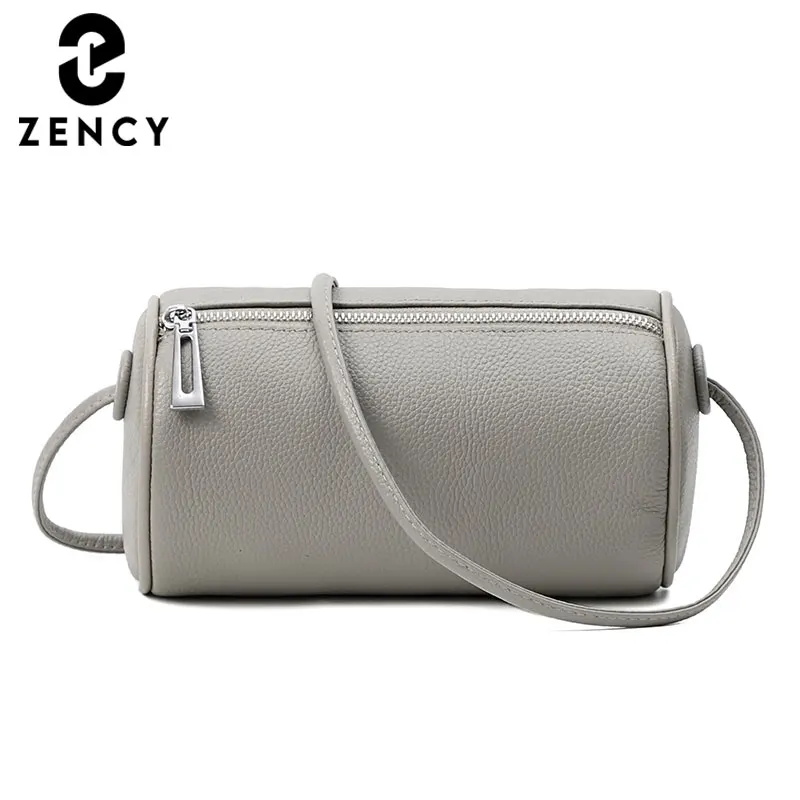 

Zency Cowhide Leather Female Bucket Bag Simple Fashion Hight Quality Crossbody Bags Women's Small Multicolor Zipper Shoulder Bag