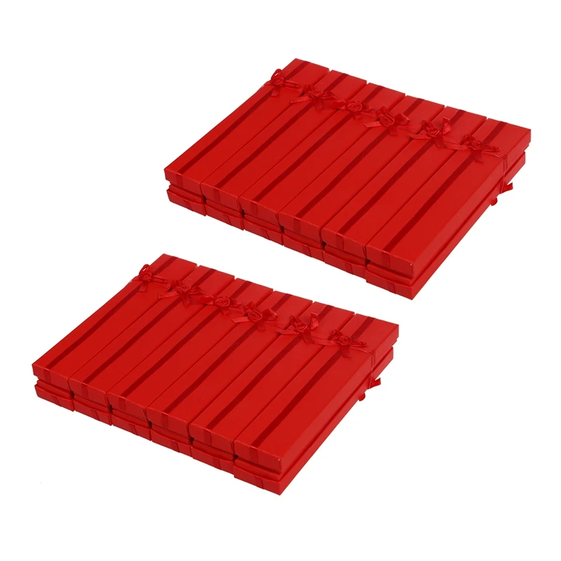 

24 X Red Long Luxury Card Gift Boxes Watch Display Box For Pendant