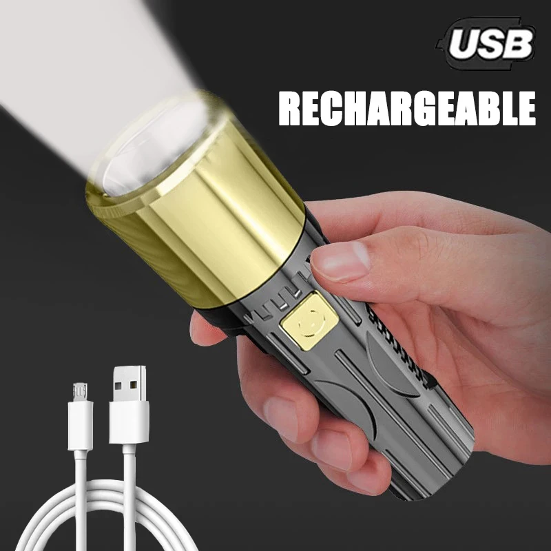 

Portable Mini Waterproof Ultra Bright Torch USB Rechargeable Powerful Flashlight Camping Adventure Outdoor Portable Lights
