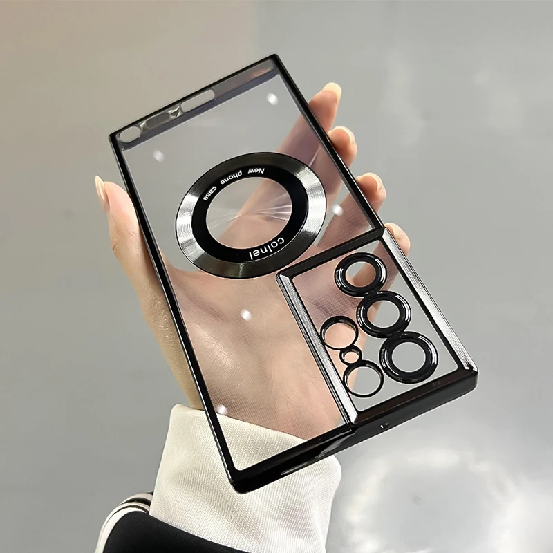 Luxury Clear Silicone Magnetic Wireless Charging Case For Samsung Galaxy S23 S22 Ultra Plus Cases For Magsafe Shockproof Cover