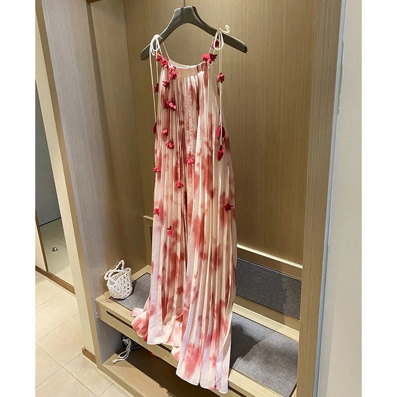 

Floral Suspender Dress Women's 2023 Summer New Chic Stunning Sweet French Temperament Long Dress