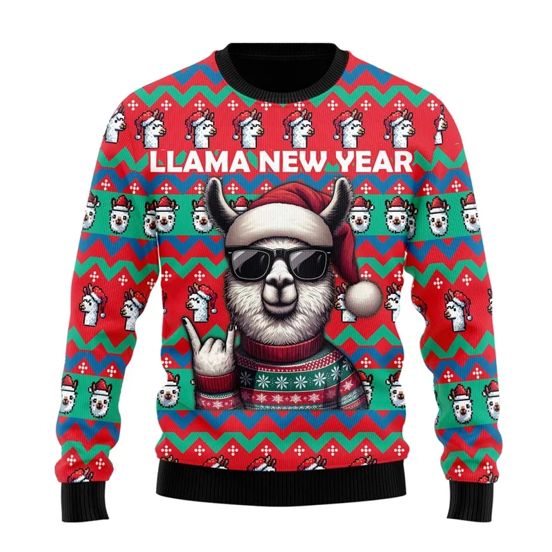 2024Лама уродливый рождественский свитер для женщин и мужчин забавный из альпаки