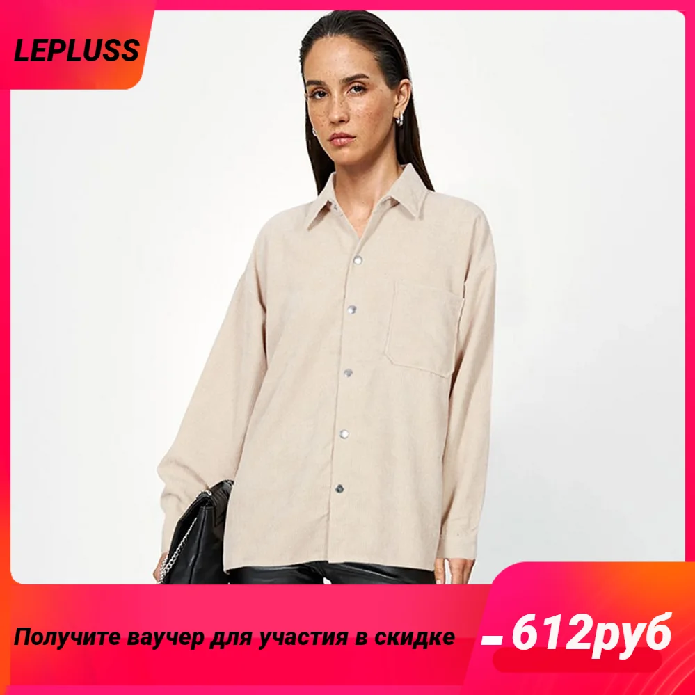 

Рубашка LEPLUSS абрикосовая женская, винтажная рубашка с длинным рукавом, дизайнерское нишевое пальто, весна-лето