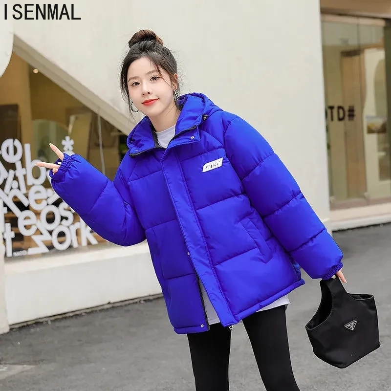 

2022 New Women Loose Jacket Winter Thick Warm Hooded Cotton Padded Coats Parka Female Korean Loose Puffer Parkas Ladies Outwear