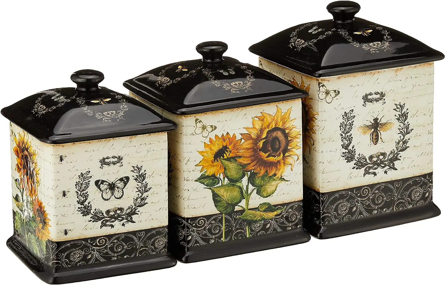 

Piece French Sunflowers Canister Set, 56 oz/60 oz/96 oz, Multicolored