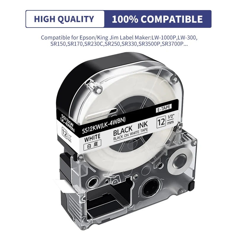 Фото 3PK/5PK SS12KW LK-4WBN Черный на белом для Epson SS12KW ST12KW SC12RW SC12YW 6-12 мм лента для этикеток, замена для Epson LW300 400 №2