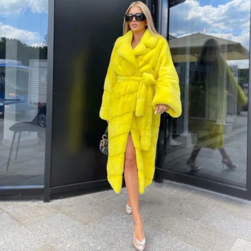 Top Quality Real Mink Fur Long Coats Female Natural Fur Overcoat Winter Luxury Thick Warm Outwear Woman Elegant Casual Oversize