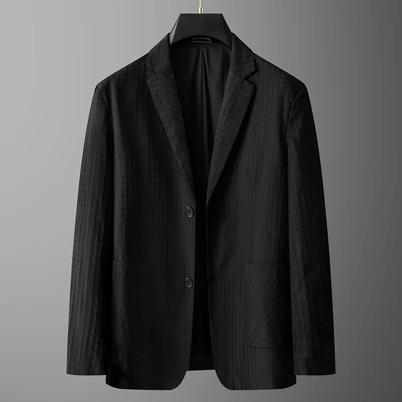 Новое поступление, весенне-осеннее тонкое мужское супер большого размера, в шотландскую клетку, в повседневном стиле, одинарный костюм, брикет, размеры 7XL