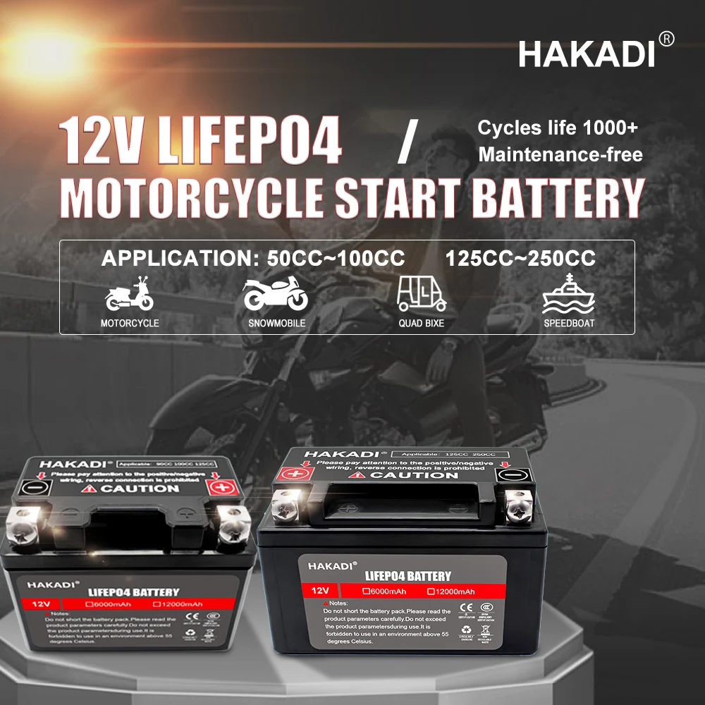 

Стартер для мотоцикла Lifepo4, 12 В, 6 А · ч, 12 В, 12 А · ч, перезаряжаемый аккумулятор с BMS, для двигателя мотоцикла 50 куб. См, 125 куб. См