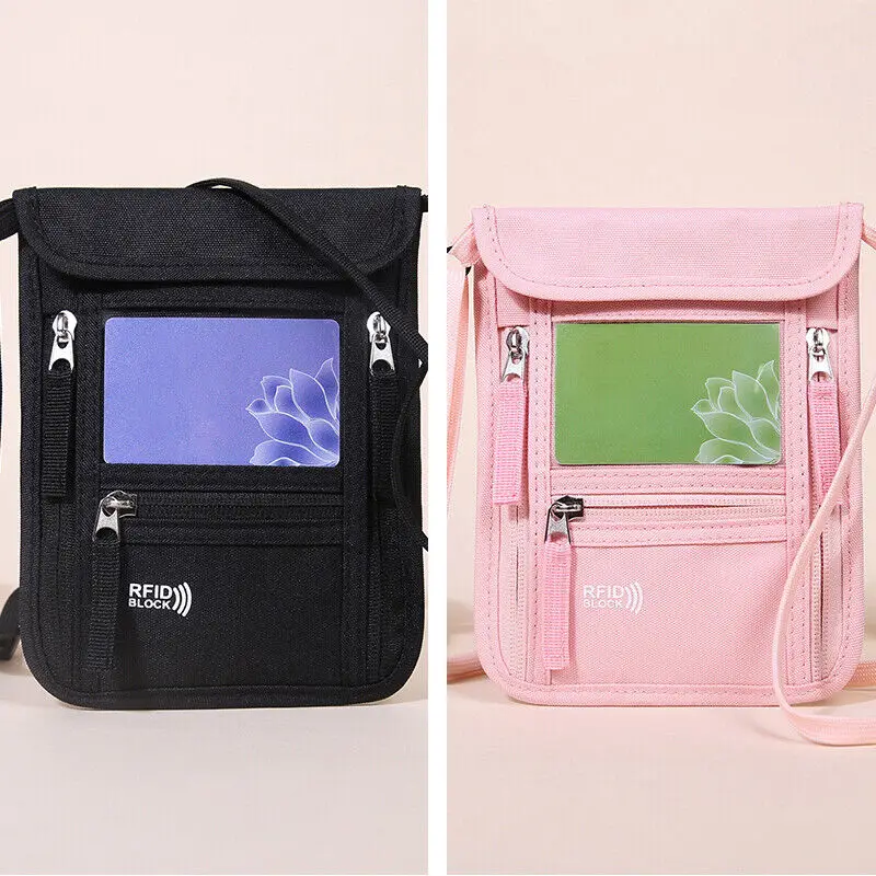 RFID Blocking Passport Holder Travel Wallet Card Storage Phone Bag Anti-Theft Shileding Neck Pouch Security Protect Faraday Bag