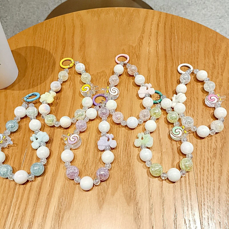 Милый леденец акриловый красочный лазерный бисер искусственная цепочка ремешок