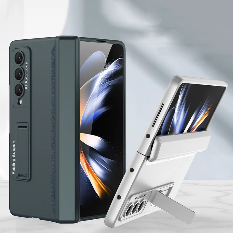 Shockproof Armor Magnetic Case For Samsung Galaxy Z Fold 4 Adsorption Kickstand Matte PC Hard Plastic Phone Cover Fold 3 2 5G