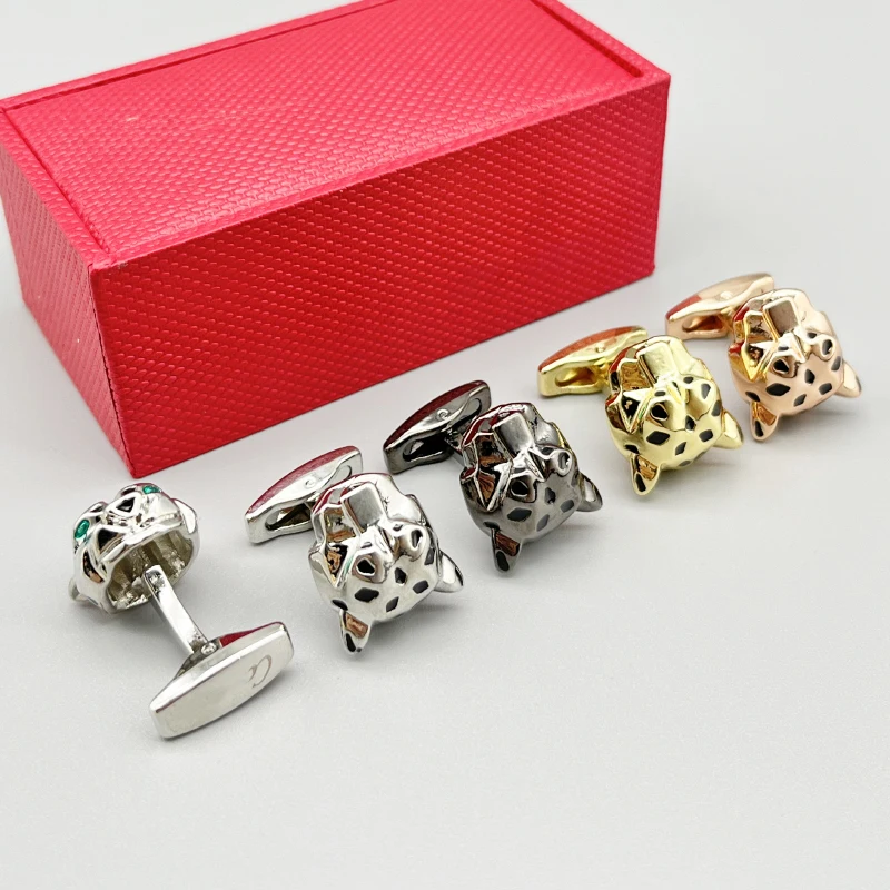 

LAN CT Leopard Head Cuff Links Detail Business Suit Shirts CuffLinks For Men Four Colors