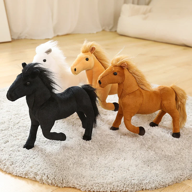 

4 Styles Plush Lifelike Standing Horse Toy Stuffed Animal Doll Kids Birthday Gift Simulation Horseplay Decor High Quality Model