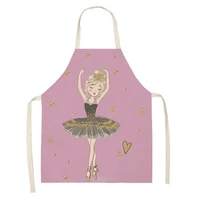 new cute cartoon ballet girl print apron restaurant cafe linen apron home decoration room cleaning supplies antifouling tools