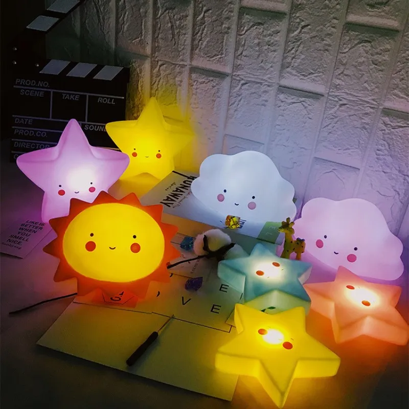 

LED Night Lamp Cute Star Moon Baby Night Light Child Holiday Kids Gift Glow Toy Bedroom Decor Night Lamp Sleepping Desktop Decor