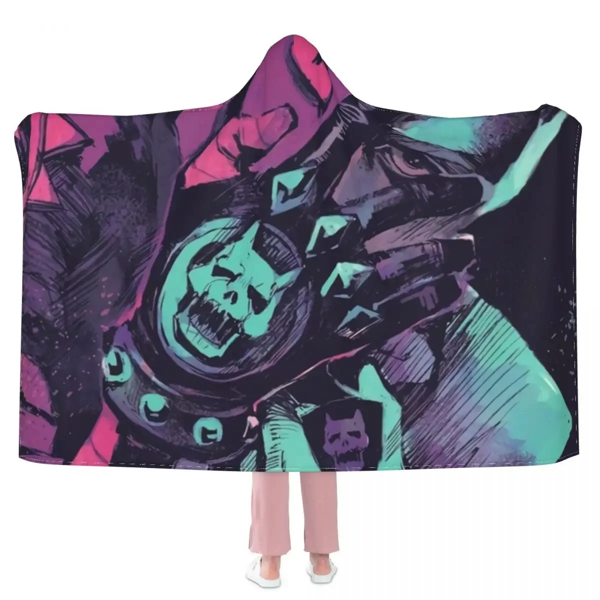 Мягкое Флисовое одеяло с капюшоном и принтом Необычные приключения Джоджо