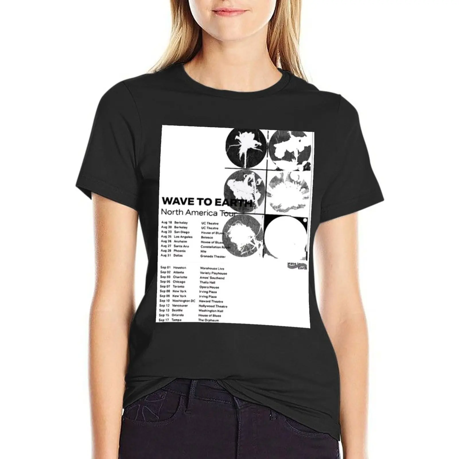 Женская футболка с коротким рукавом Wave to Earth черная изображением