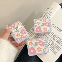 cute bright color flowers for airpods pro 3 1 2 female anti drop soft protective cover pu leather headphone carrying box fundas