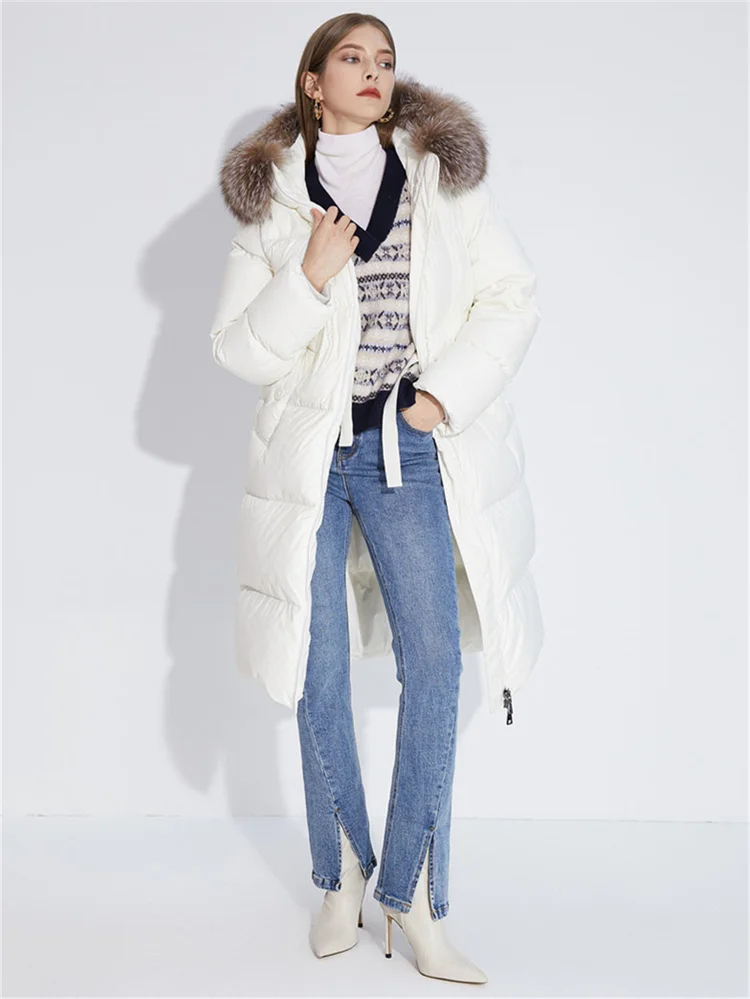 

Women's Down Jacket 2022 Hot Sale Half Season Women's Jacket Fox Fur Collar Goose Down Coat Winter Warm Parker Windbreaker