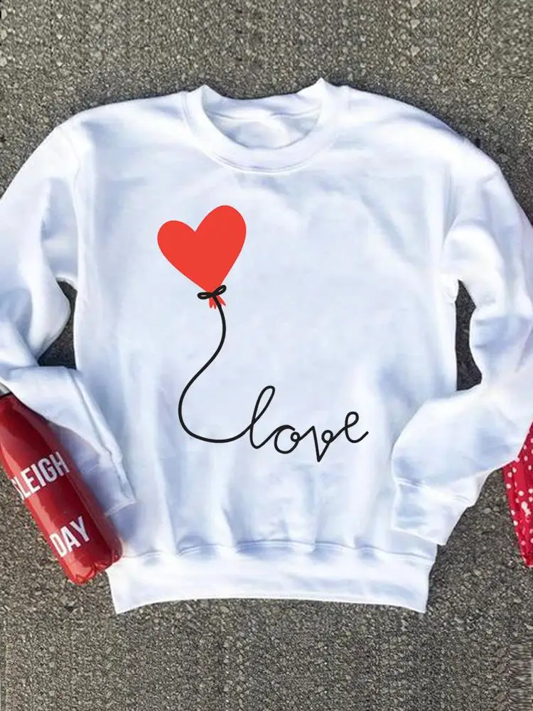 

Love Balloon Trend Cute 90s Graphic Sweatshirts Women Casual Fashion Autumn Spring O-neck Clothing Clothes Print Pullovers
