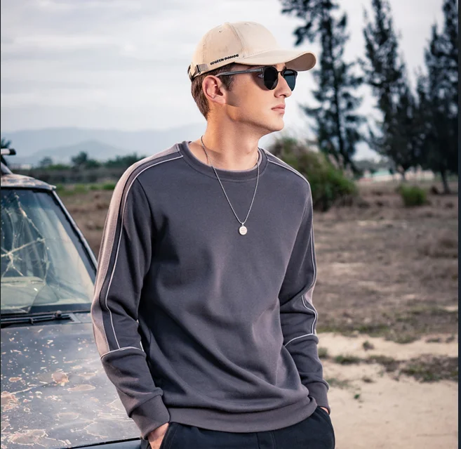 

A741 autumn new men's wear round collar set head brand men's jacket spring and autumn hatless top tide