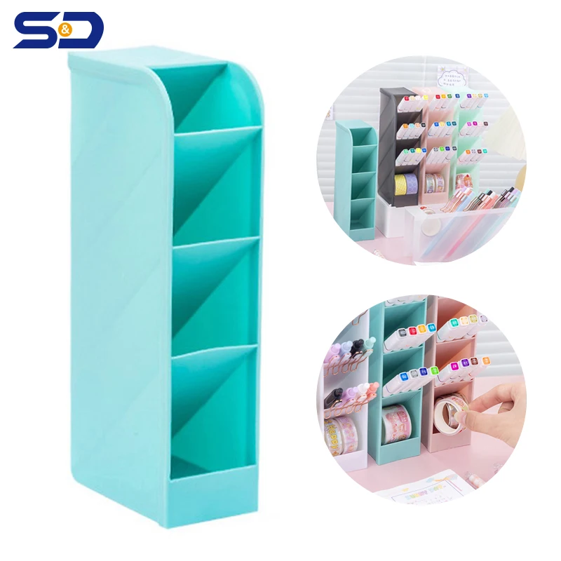 

Pen Container Oblique Insert Transparent Plastic Pen Organizer Storage Box School Supplies Desktop Office Makeup Pencil Holder