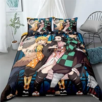 japan anime demon slayer bedding set cartoon print duvet cover for adults single size pillowcase bed set children home textiles