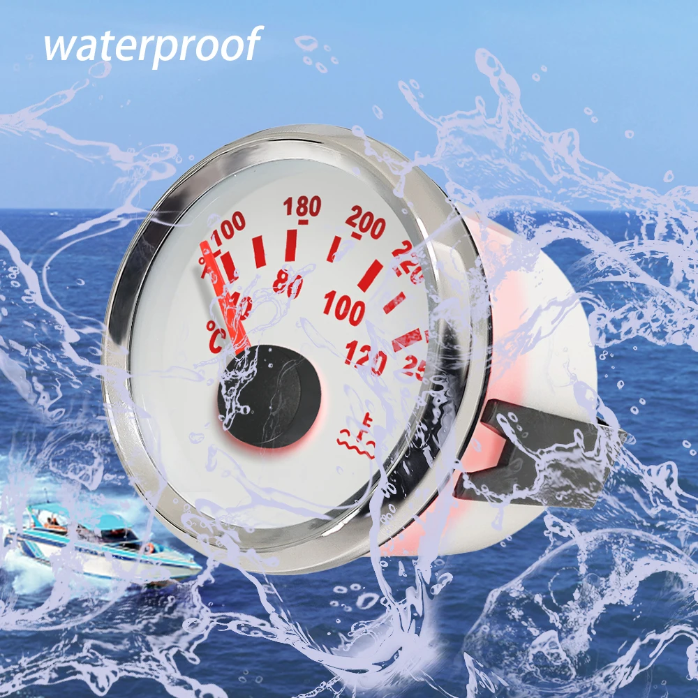 

Universal Boat 52mm Water Temp Gauge Temperature Meter 40-120℃ For Motorcycle Car Yacht 12V 24V With Red Backlight