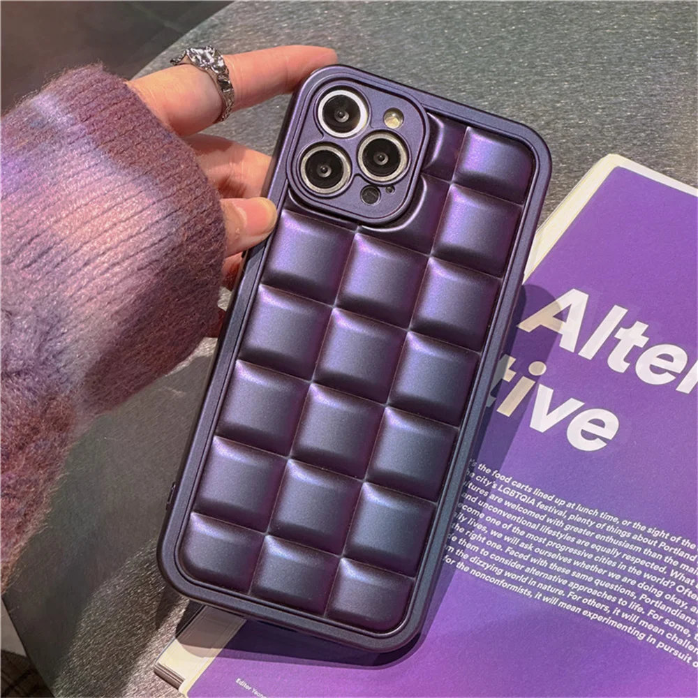 

Advanced Colorful Purple Cubic Box 13pro12pro Phone Case for Apple 11 Soft Shell 14Promax Protective Case