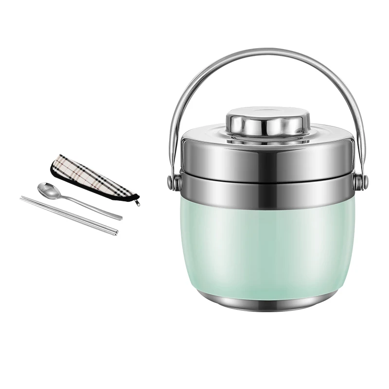 

2021 New Thermal Lunch Box for Office Worker Student Portable 304 Stainless Steel Bento Box with Chopsticks Spoon Food Container