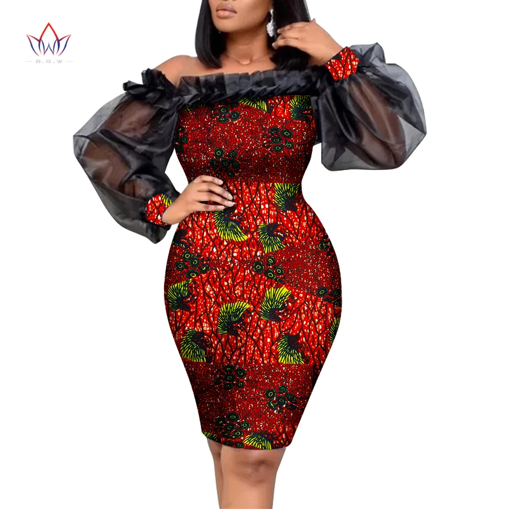 Custom African Print Pencil Dresses for Women Dashiki Dress Sexy Party Dress Wear Plus Size Dress Dashiki Ankara Wax WY8256