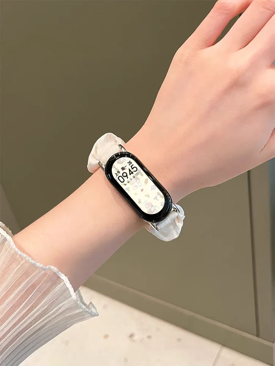 Фото Хорошая шифоновая эластичная сила для Xiaomi Band 10, кожаная петля для часов с Xiaomi Band 9 8, новый дизайн, аксессуары для ремешков №2