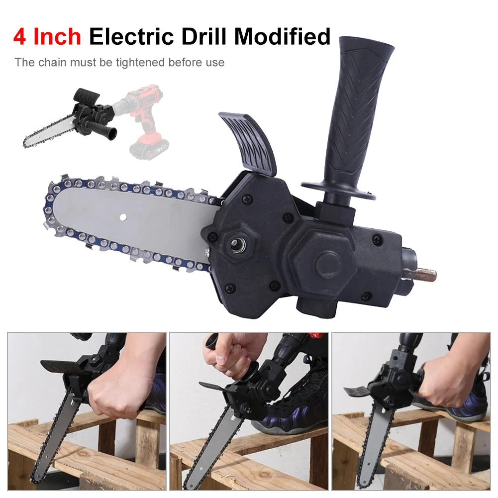 

4 Inch Electric Chainsaw Converter Adapter Electric Drill Modified To Electric Chainsaw Attachment Woodworking Electric Drill