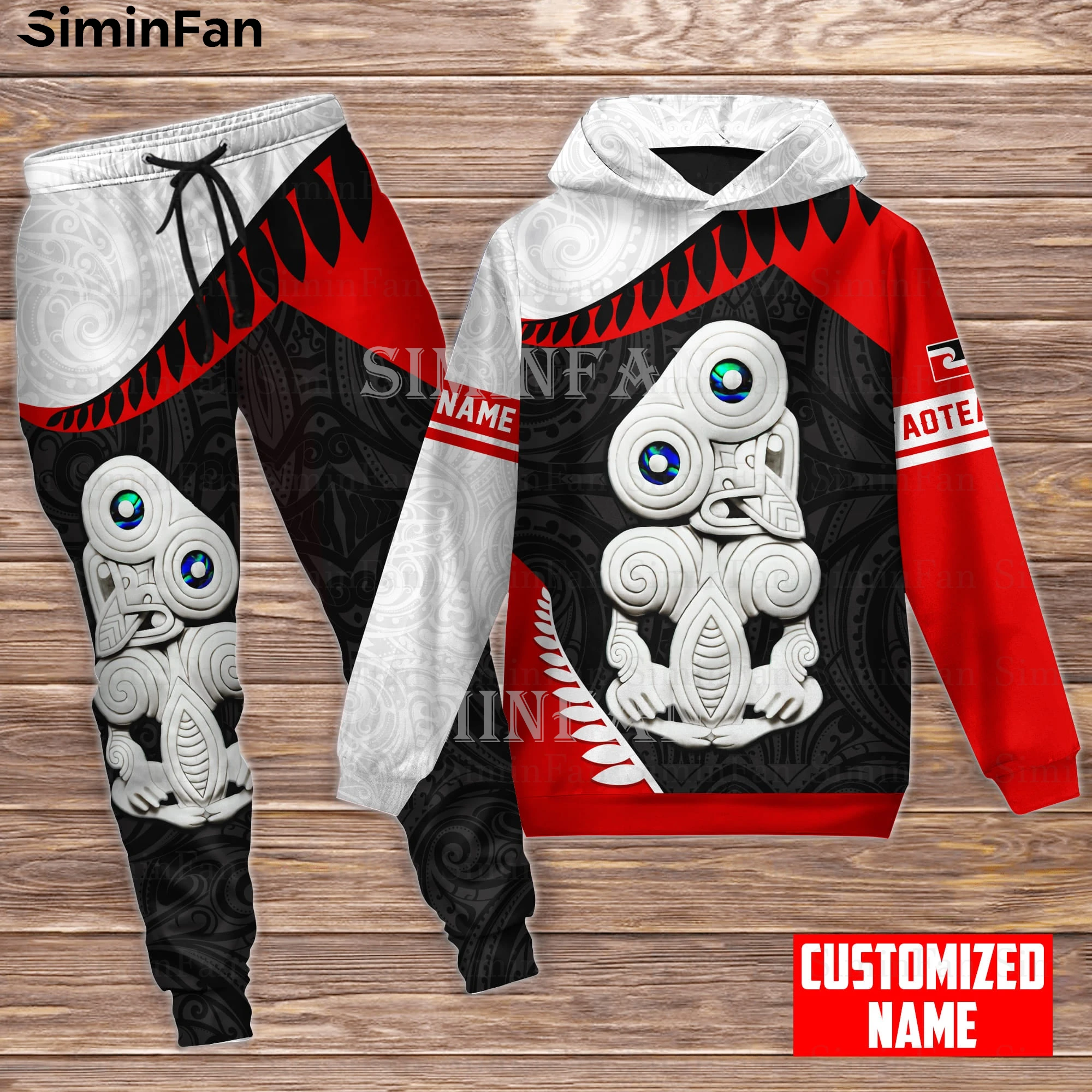 

Мужской комплект из двух предметов, кофта с капюшоном и 3D-принтом маори, Новая Зеландия