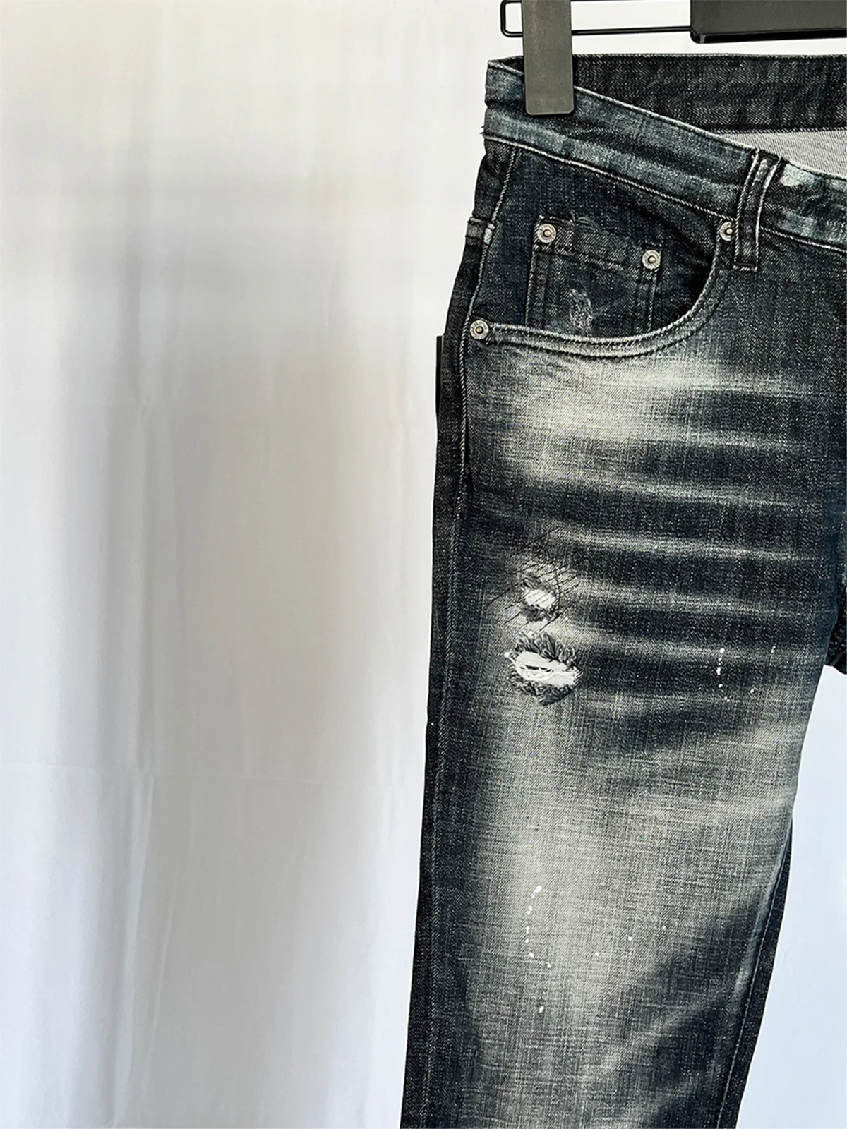 2024 весна и лето новые мужские джинсы D2 модные потертые с принтом брызги чернил