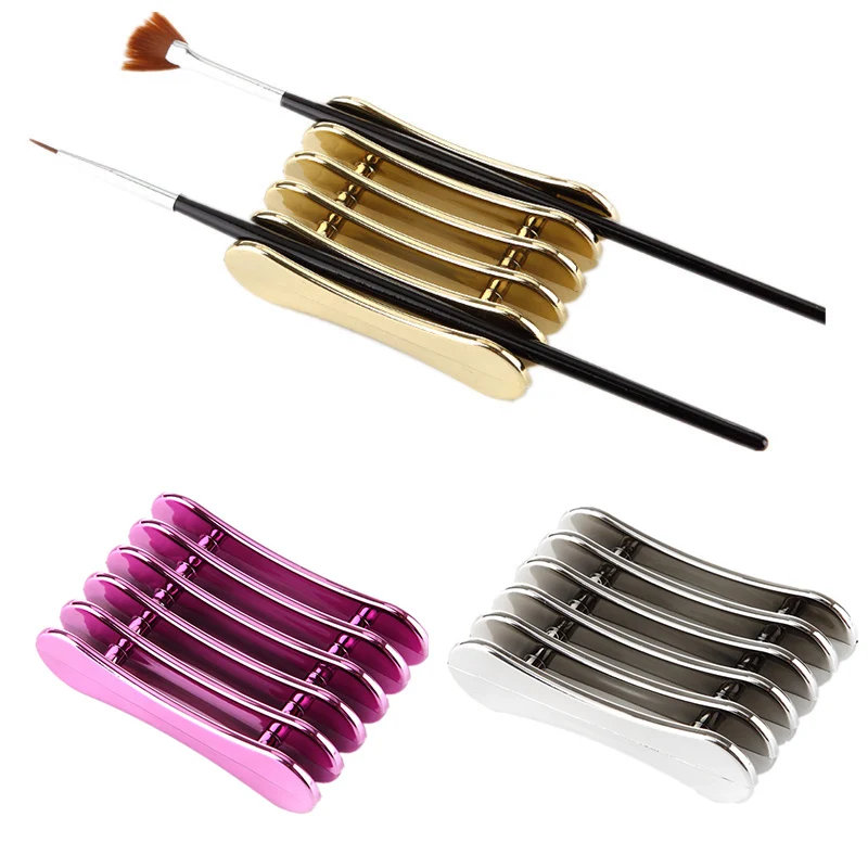 

5 Grid Nail Art Penholder Nails Salon Brush Rack Accessory Carving UV Gel Crystal Pen Carrier Storage Manicure Tool Stand Holder
