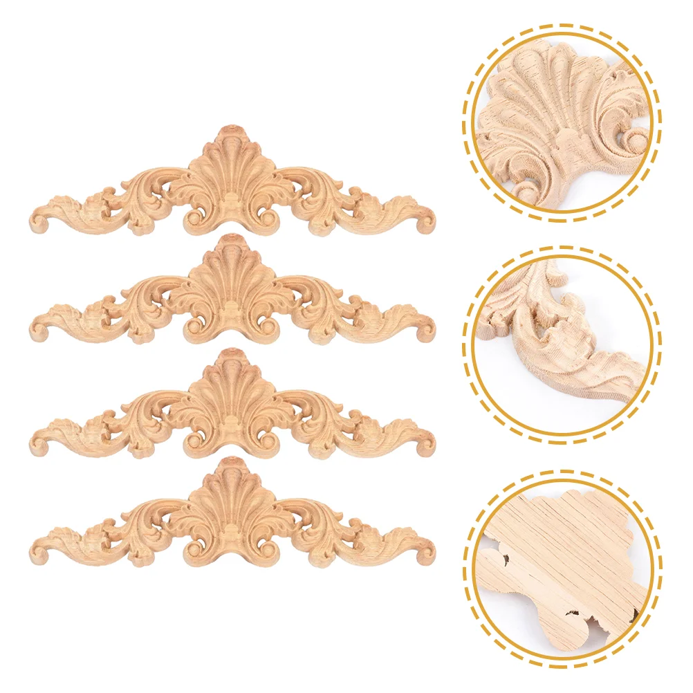 

Appliques Wood Decor Carved Wooden Vintage Bed Applique Furniture Cabinet Carving Diy Home Decal Onlays Material Wall Onlay