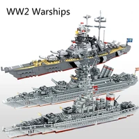 ww2 military warships series building blocks battleship bismarck colossus model ww2 military soldier weapon toys