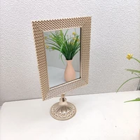simple light gold metal single sided vanity mirror metal desk cosmetic mirror espejo table mirrors home decoration accessories